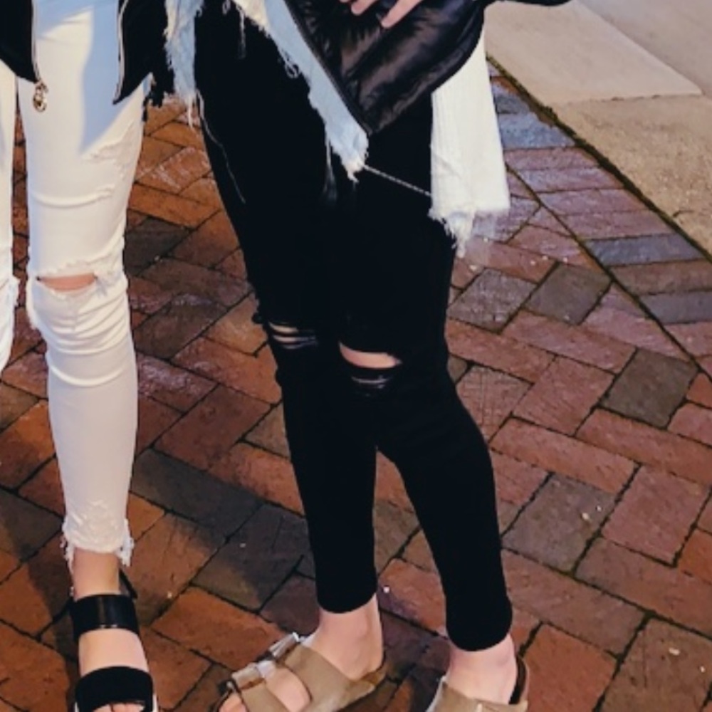 American eagle ripped black skinny jeans